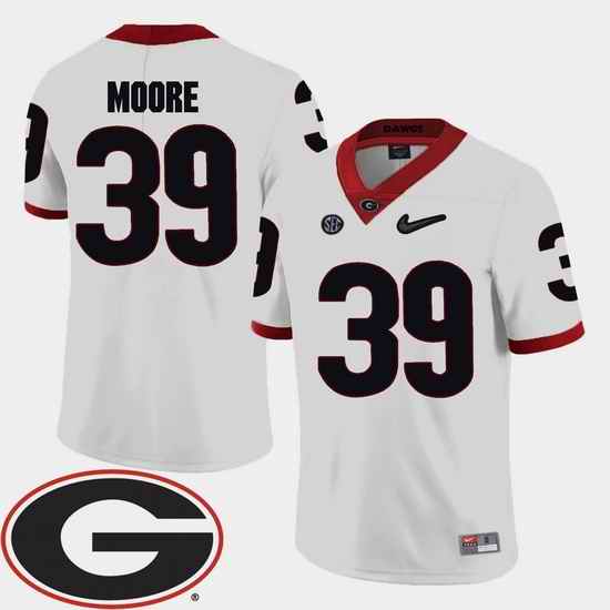 Men Georgia Bulldogs Corey Moore White College Football Sec Patch 2018 Jersey